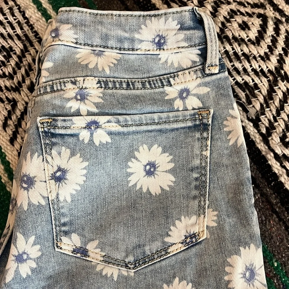 GAP KIDS Floral Blue Jeans super skinny ankle fit size 14